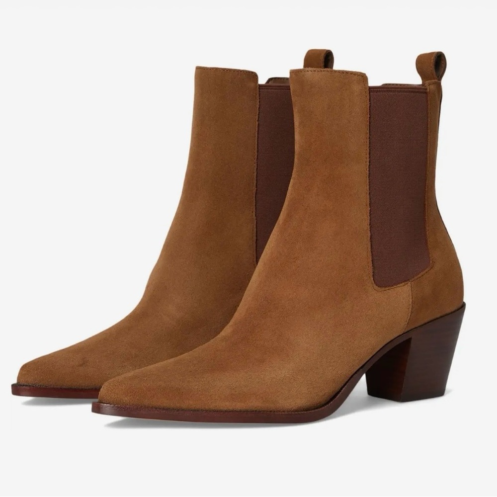 Women's Dolce Vita Tan Suede Chelsea Booties with Stacked Heel-NWT